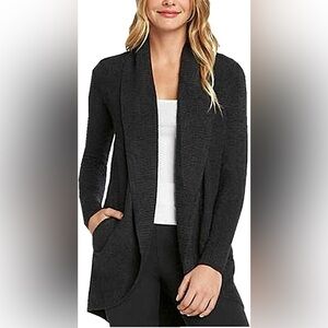 Max & Mia Black Shawl Collar Cardigan Sweater Ribbed Knit - Medium